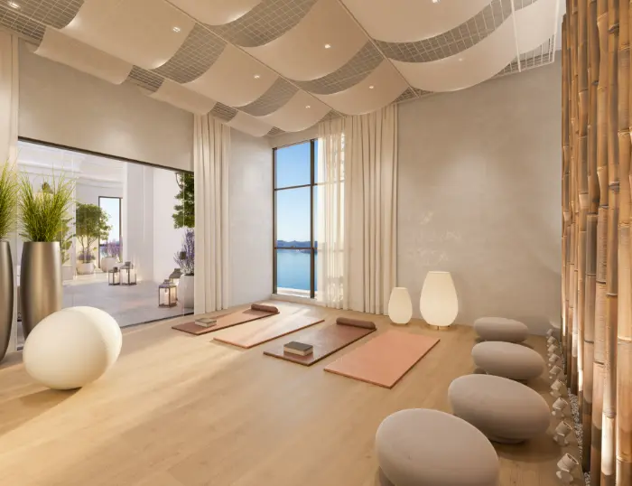 Sala de yoga do rooftop
